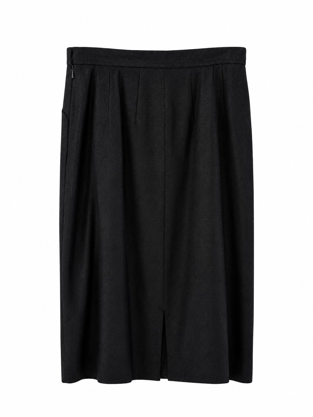 Vintage 1999 Aquascutum of London Black Linen Blend Pencil Skirt S:14 England - Picture 3 of 11